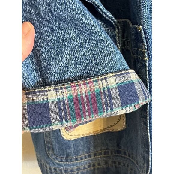 Vintage Patchwork Denim Jacket XL Blue Festive Holiday Neutral Country Farm 80s - Picture 5 of 9